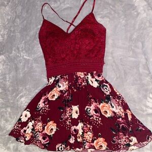 Rue21 Burgundy Strap Floral Mini Dress